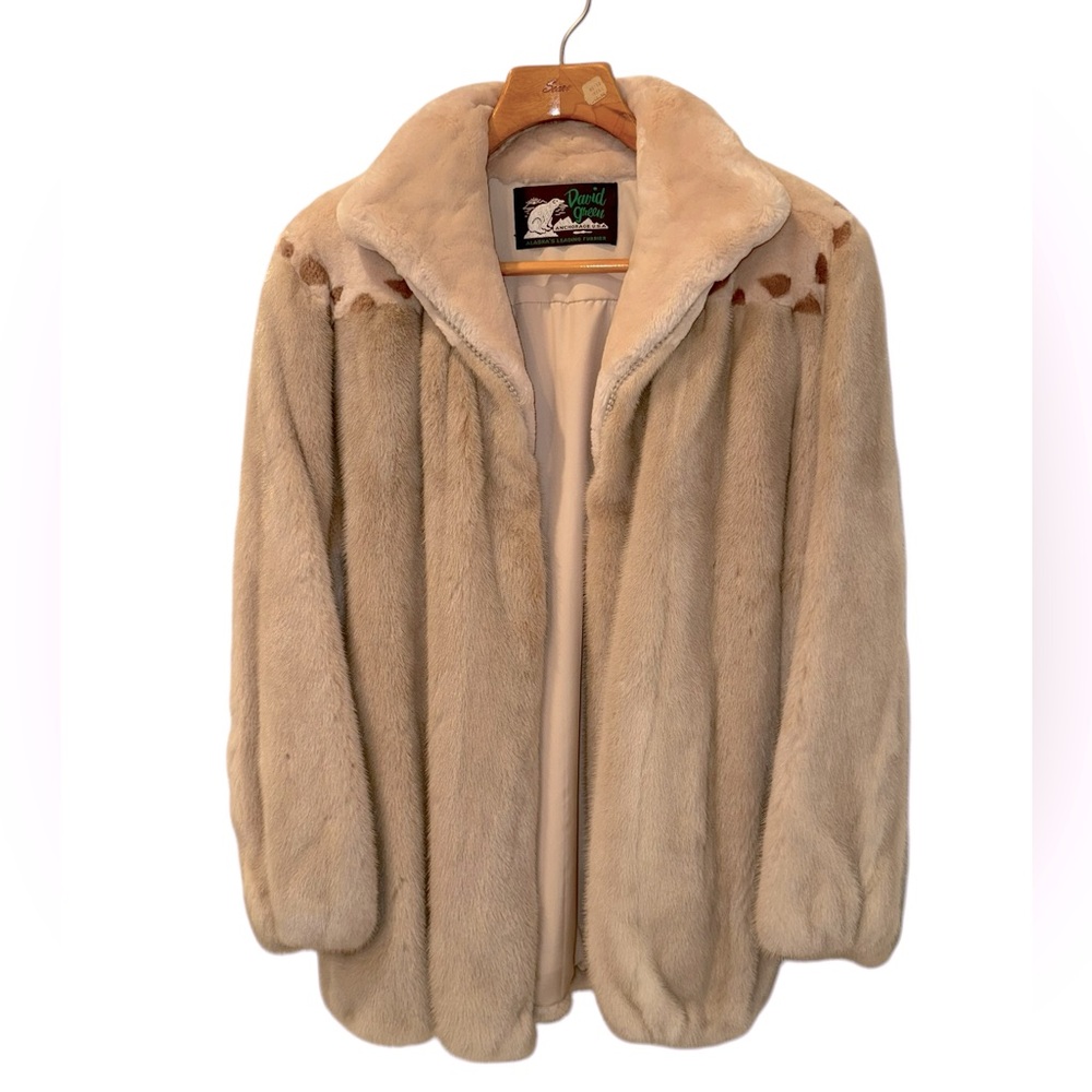 Women’s—David Green Light Brown Long Sleeve Mink And Sheared Beaver Coat.